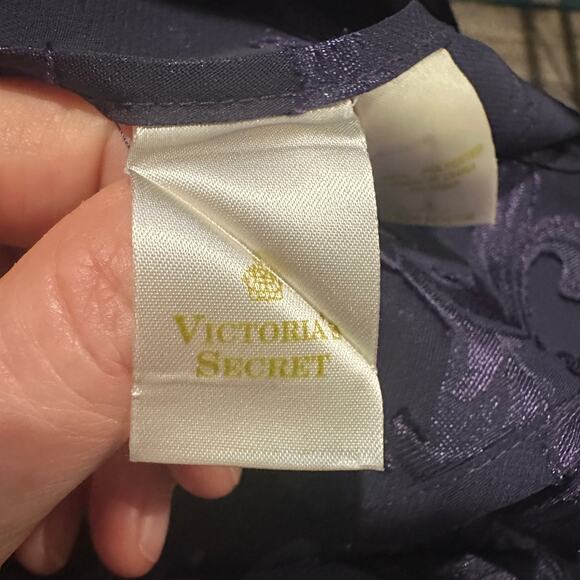 Vintage Victorias Secret Gown Dress Large Sheer Floral 90s Y2K Purple Gold Label - Picture 9 of 11